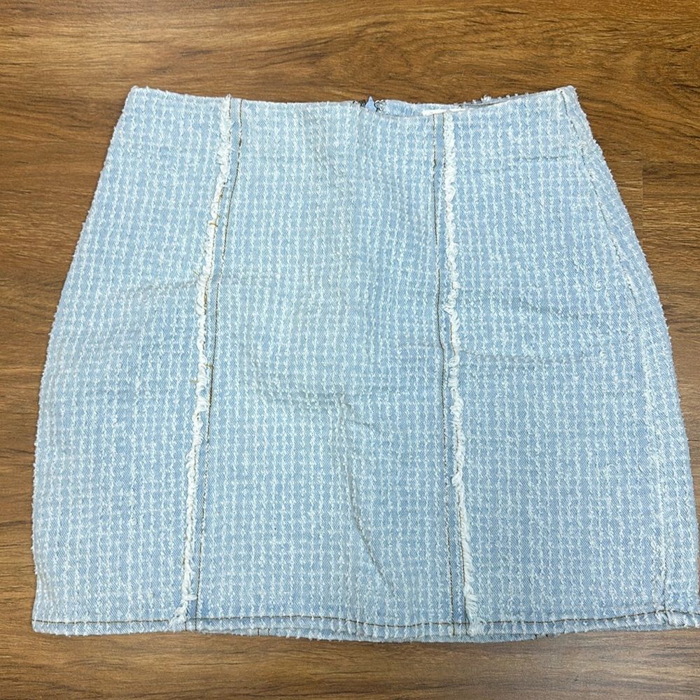 Lelis Tweed Sky Blue Mini Pencil Skirt Sz XS